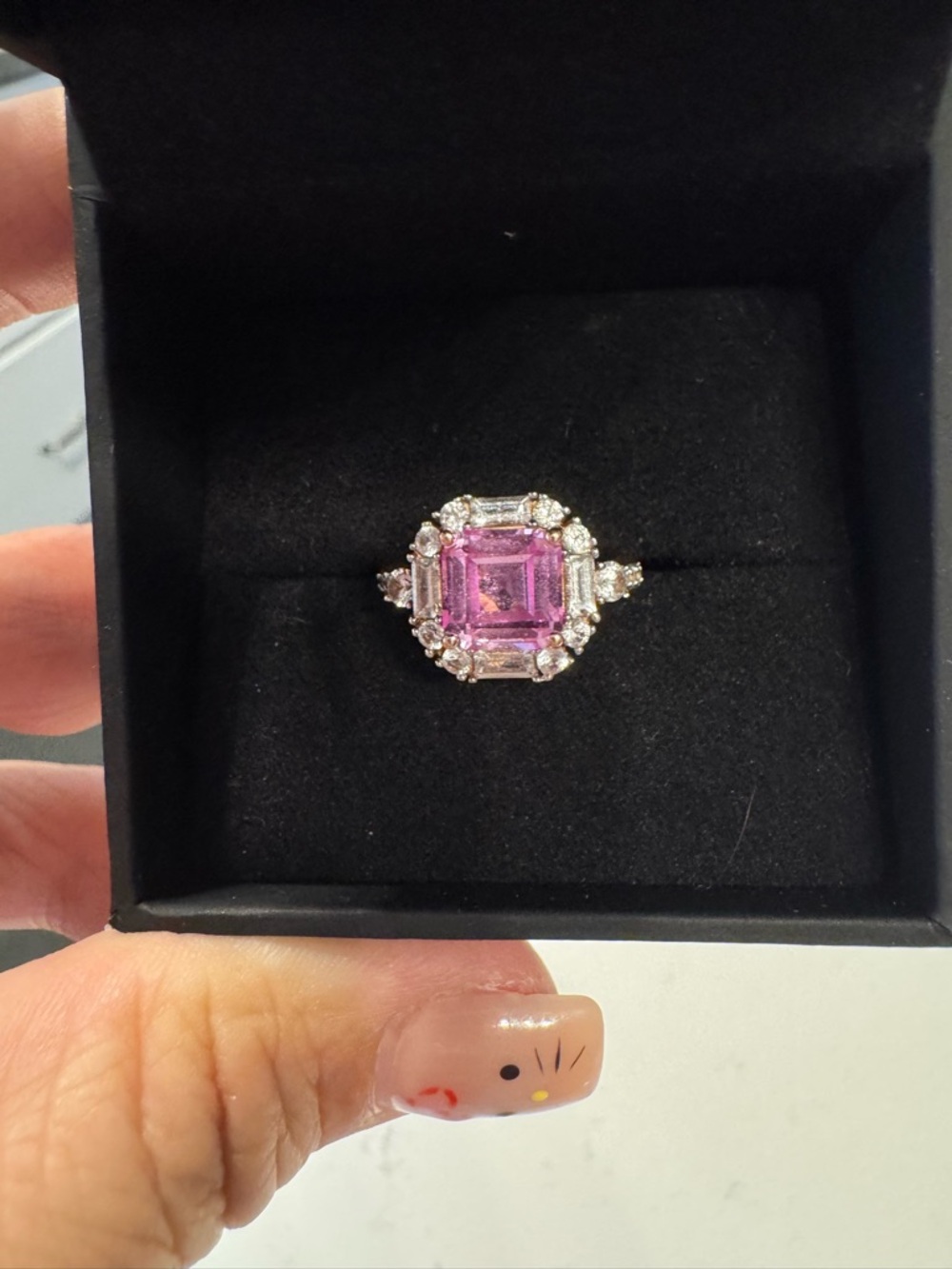 14kt rose gold over 925 Pink and white sapphire  Halo Ring